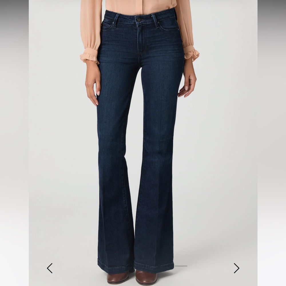 Women's PAIGE Dark Blue Flared Jeans high-rise Bell, Canyon